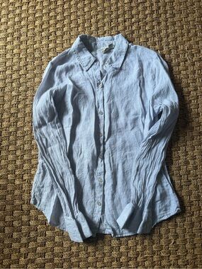 Joie Pale Blue Casual Linen Button-Down Shirt